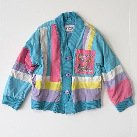 French Toastby Lollytogs Vintage 1980s Turquoise Pink Easter Egg Jacket Size 6
